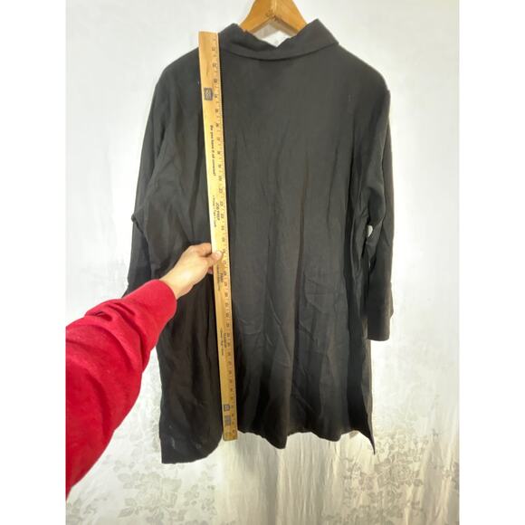Dialogue Button Up 1X Black NEW Linen Blend Long Tunic QVC - Picture 12 of 12